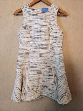 ALICE WALK white gray tweed fit and flare a-line dress sz 2